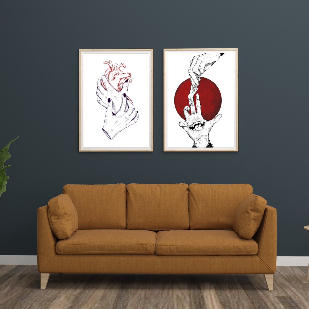 Hand aufs Herz | Kunstdruck