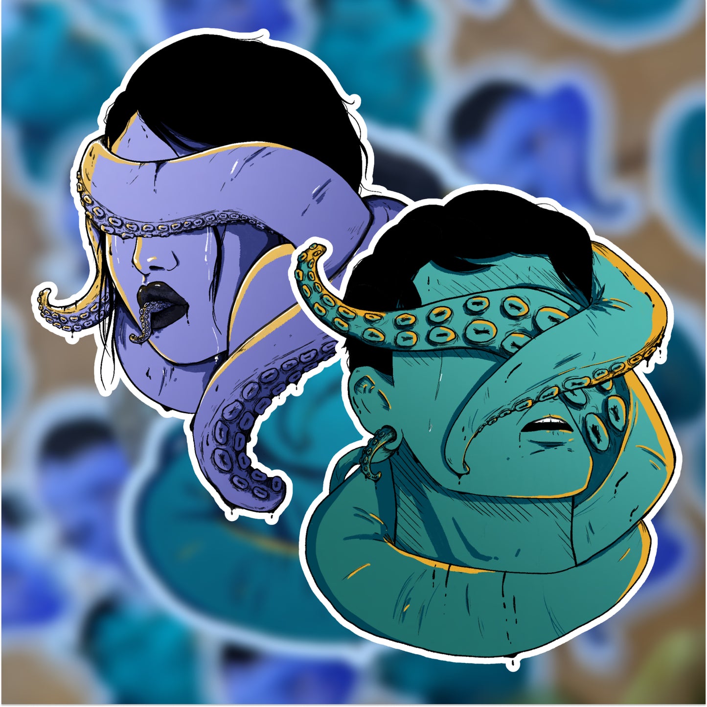 Drowning in Tentacles | Sticker set