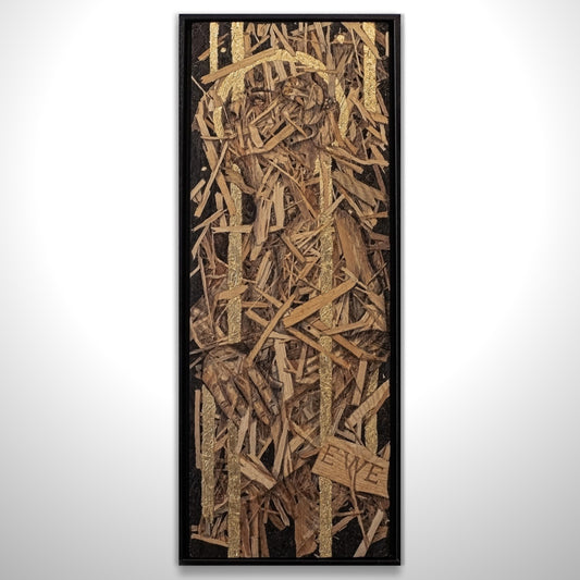 Leib aus Holz // Original Tintenzeichnung auf OSB-Holzplatte