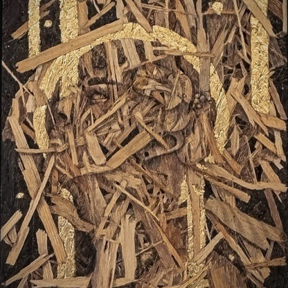 Leib aus Holz // Original Tintenzeichnung auf OSB-Holzplatte