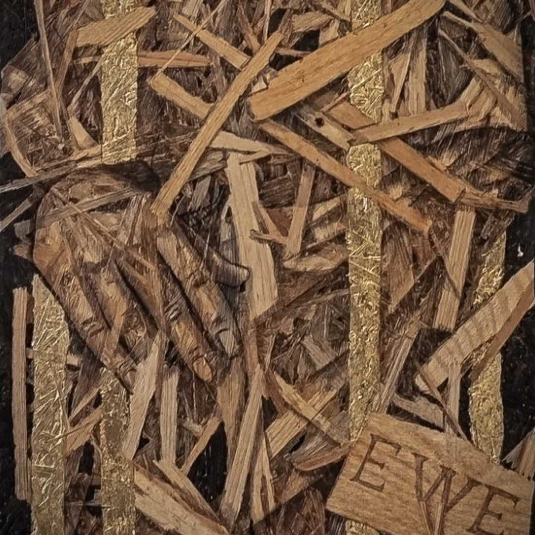 Leib aus Holz // Original Tintenzeichnung auf OSB-Holzplatte