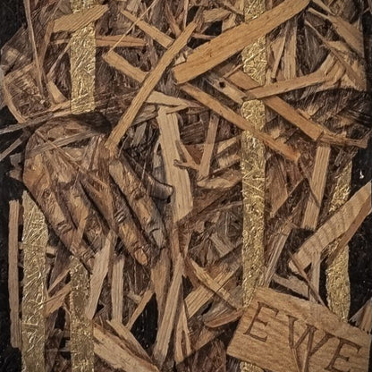 Leib aus Holz // Original Tintenzeichnung auf OSB-Holzplatte